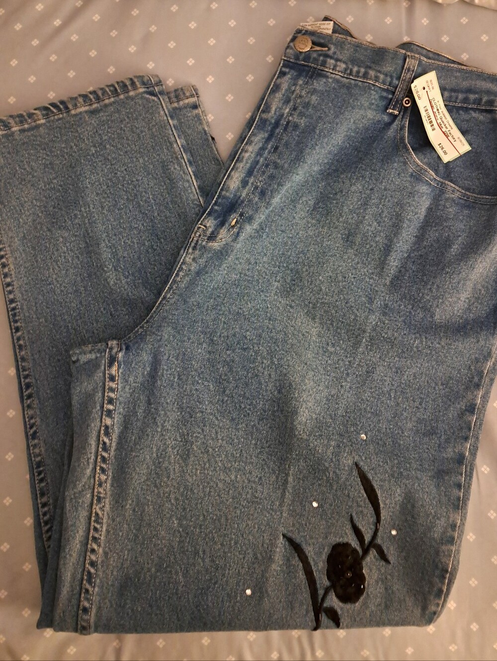 THE QUACKER FACTORY denim JEANS size 22W brand new with FLORAL DESIGN